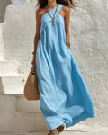 One-Shoulder Twist Ruched Loose Dress