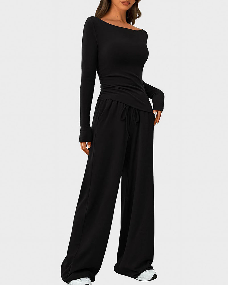 Asymmetrical Wide-Leg Lounge Set