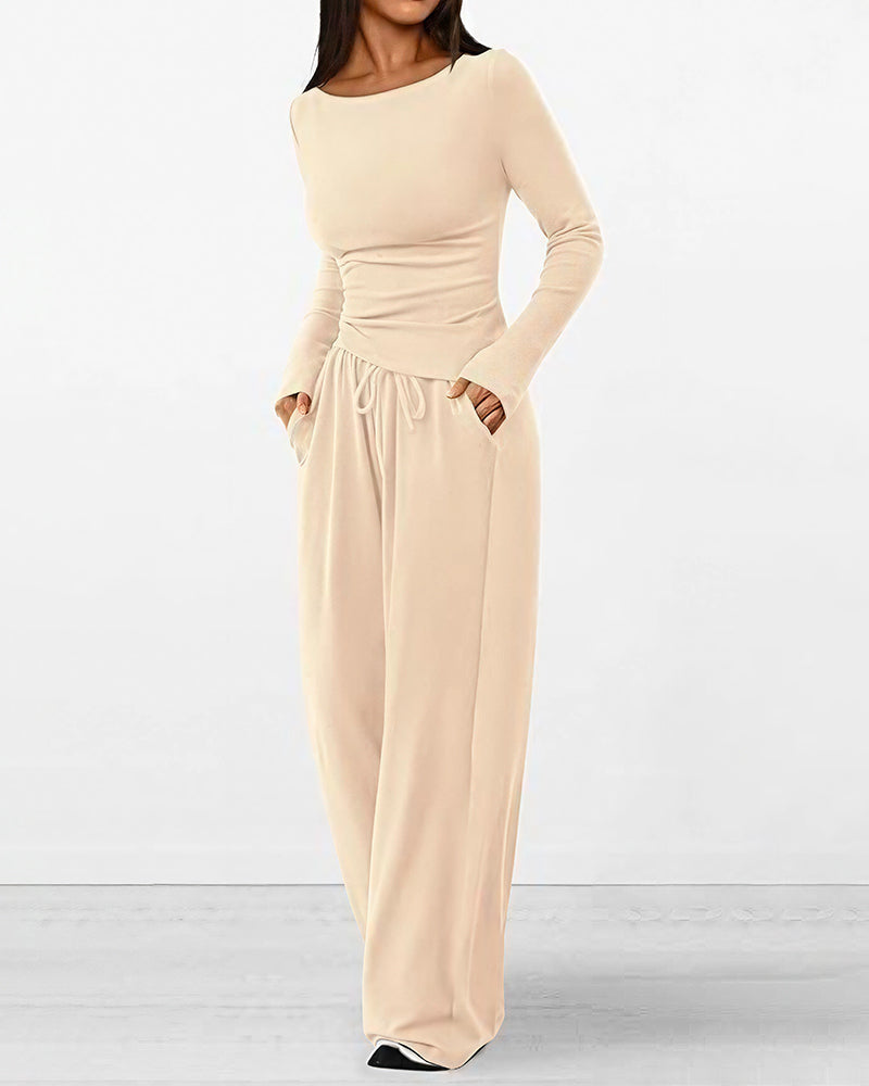 Asymmetrical Wide-Leg Lounge Set