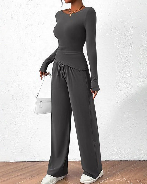 Asymmetrical Wide-Leg Lounge Set