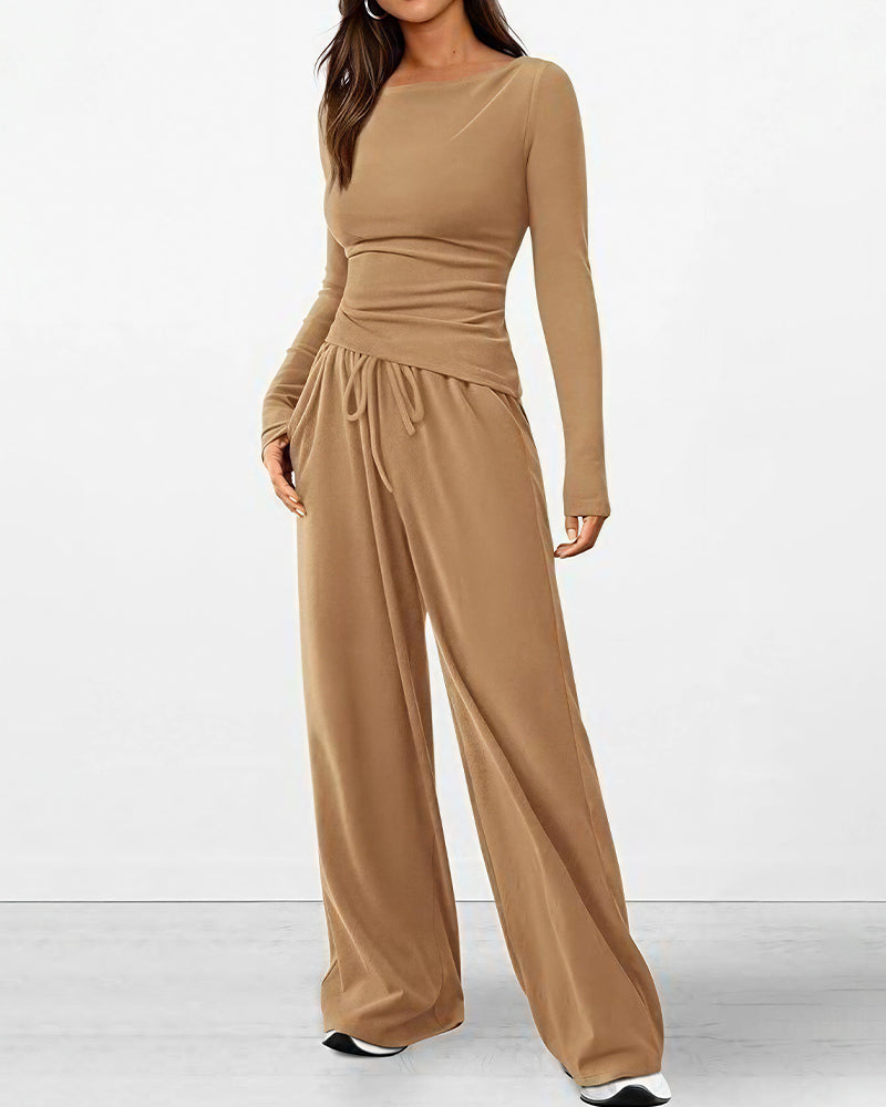 Asymmetrical Wide-Leg Lounge Set