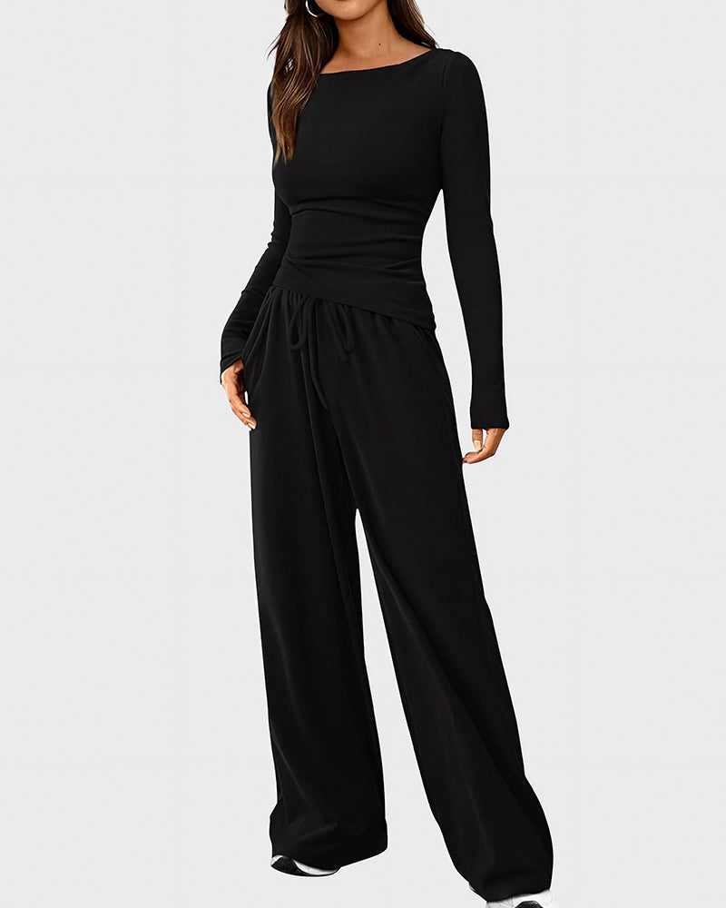 Asymmetrical Wide-Leg Lounge Set