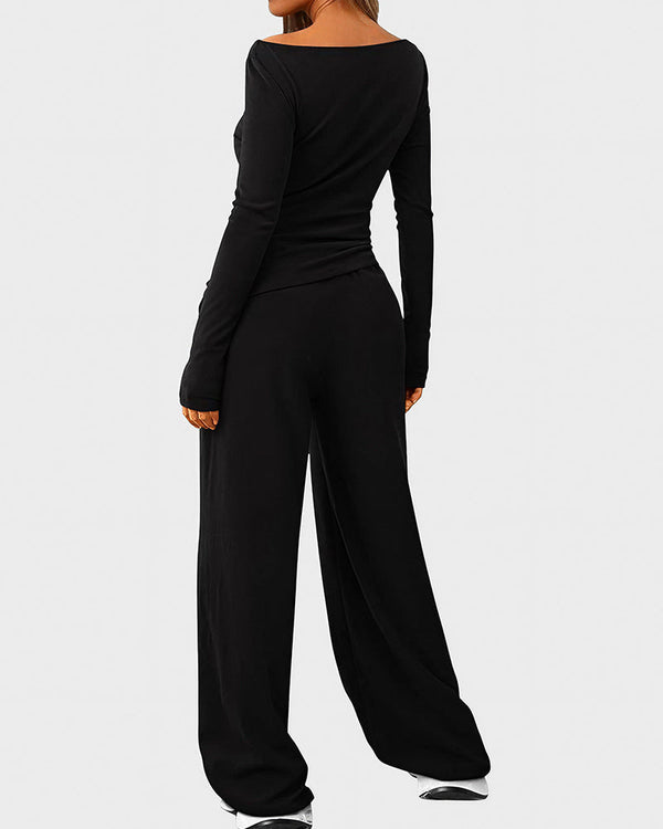 Asymmetrical Wide-Leg Lounge Set