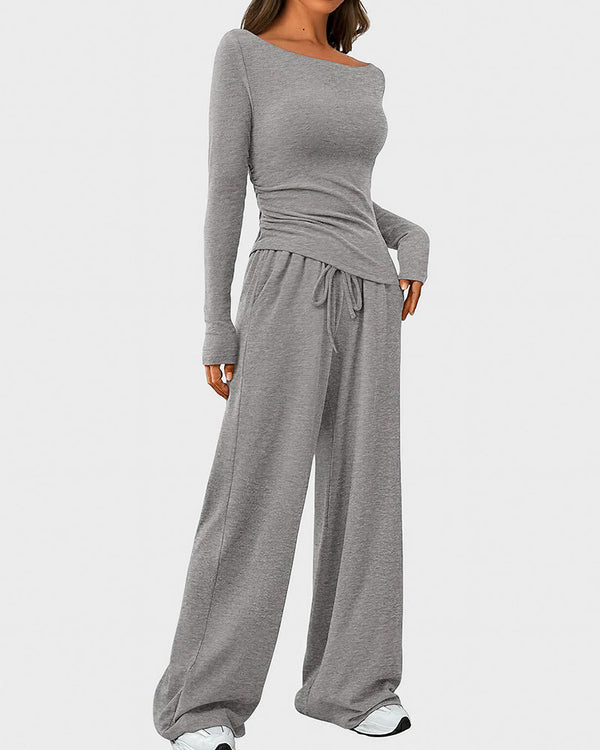 Asymmetrical Wide-Leg Lounge Set