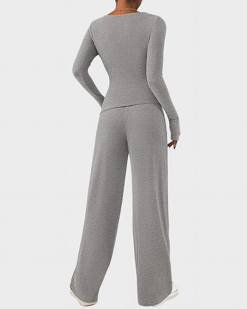 Asymmetrical Wide-Leg Lounge Set
