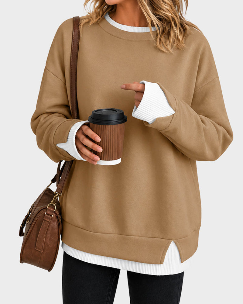 Oversized Faux-Layered Long Sleeve Sweatshirt