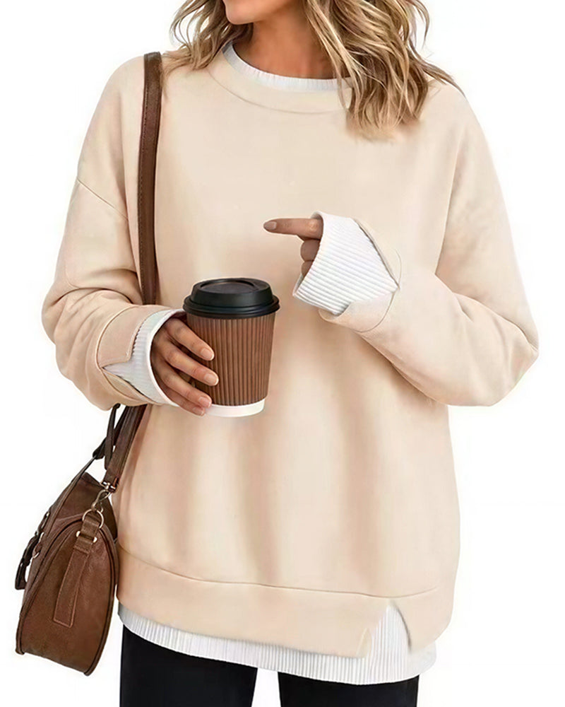 Oversized Faux-Layered Long Sleeve Sweatshirt