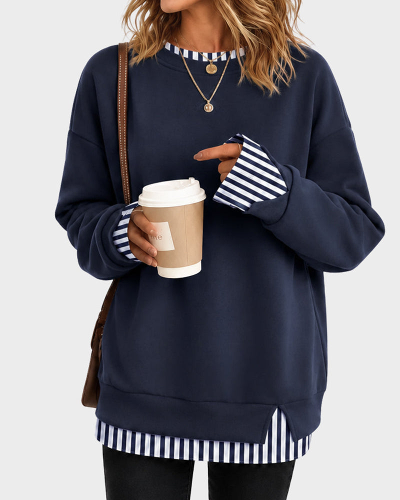 Oversized Faux-Layered Long Sleeve Sweatshirt