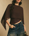 Asymmetrical Batwing Sleeve Blouse