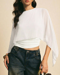Asymmetrical Batwing Sleeve Blouse
