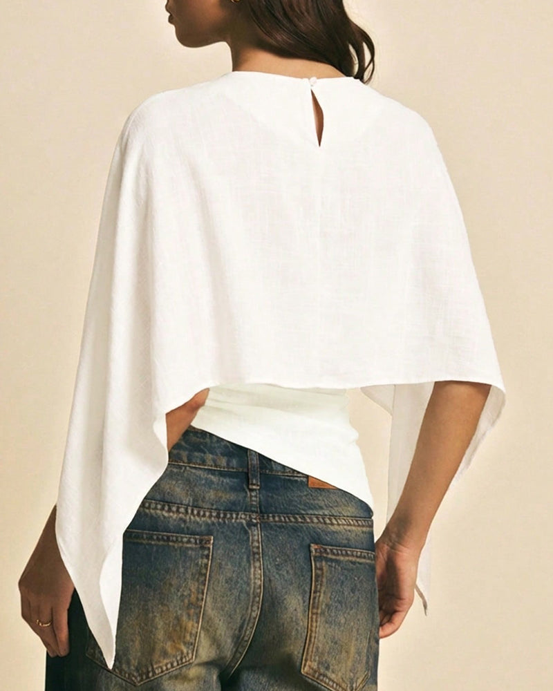 Asymmetrical Batwing Sleeve Blouse