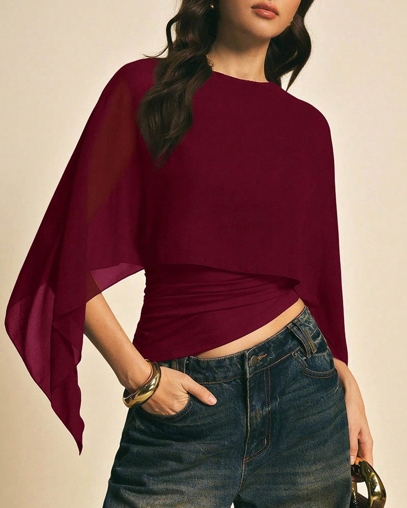 Asymmetrical Batwing Sleeve Blouse
