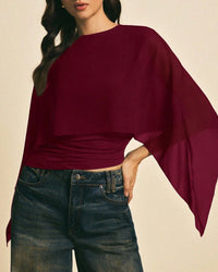 Asymmetrical Batwing Sleeve Blouse