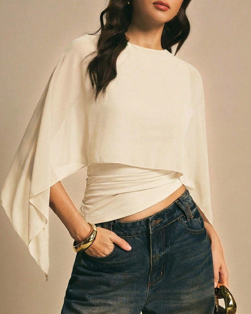 Asymmetrical Batwing Sleeve Blouse
