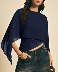 Asymmetrical Batwing Sleeve Blouse