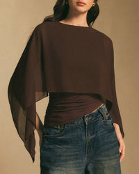 Asymmetrical Batwing Sleeve Blouse