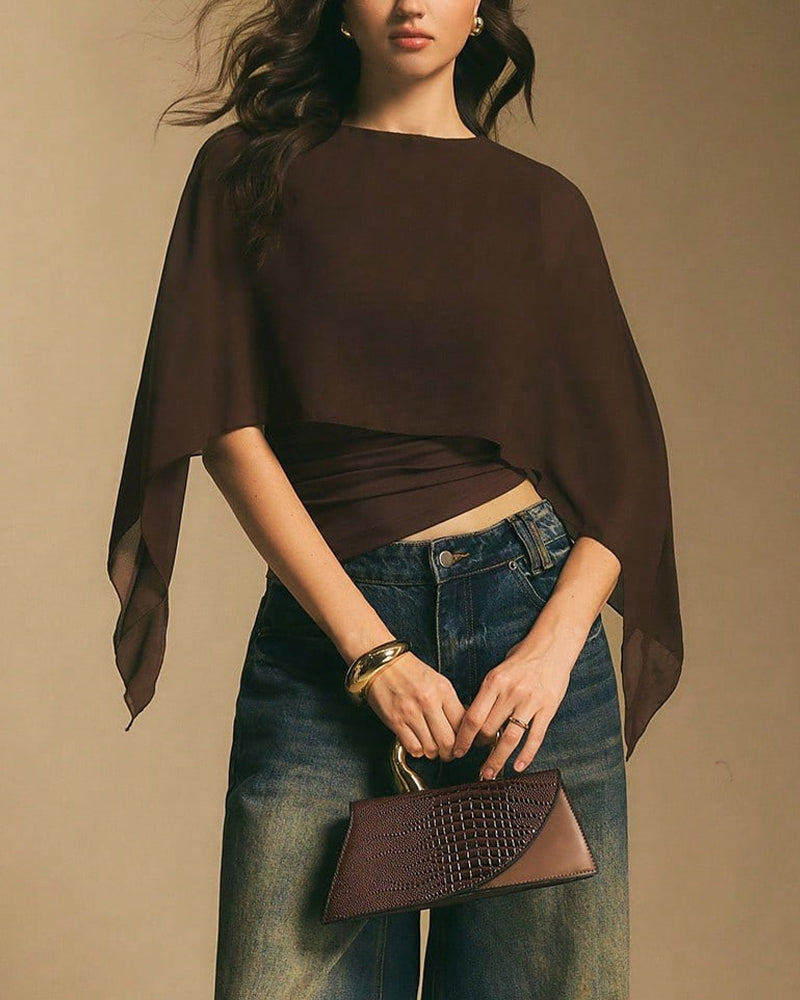 Asymmetrical Batwing Sleeve Blouse