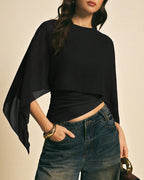Asymmetrical Batwing Sleeve Blouse