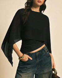 Asymmetrical Batwing Sleeve Blouse
