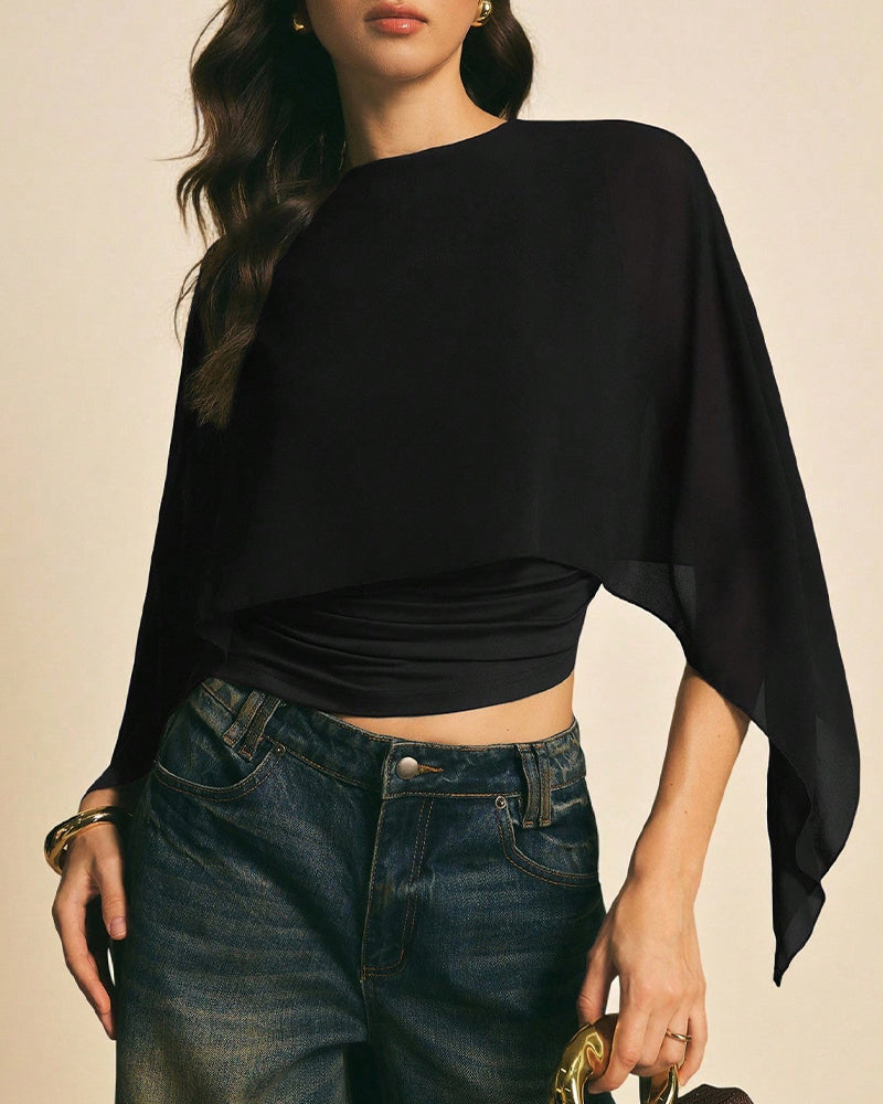 Asymmetrical Batwing Sleeve Blouse