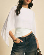 Asymmetrical Batwing Sleeve Blouse