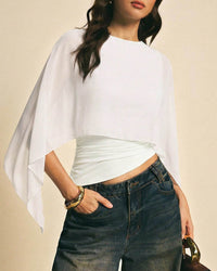Asymmetrical Batwing Sleeve Blouse