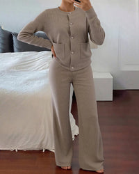 Knit Sweater & Wide-Leg Pants Set