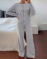 Knit Sweater & Wide-Leg Pants Set