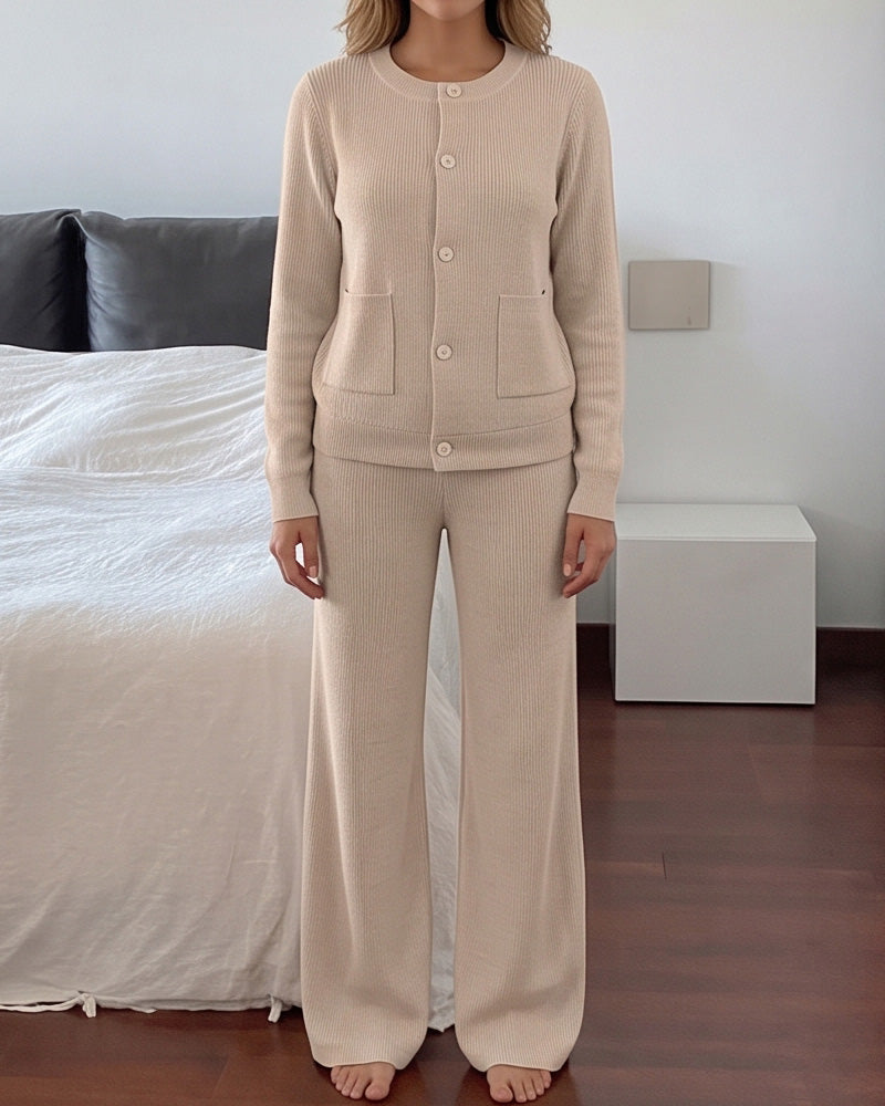 Knit Sweater & Wide-Leg Pants Set