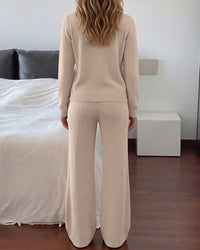 Knit Sweater & Wide-Leg Pants Set