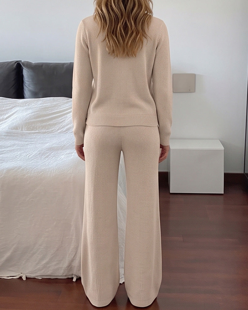 Knit Sweater & Wide-Leg Pants Set