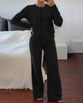 Knit Sweater & Wide-Leg Pants Set