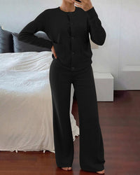 Knit Sweater & Wide-Leg Pants Set
