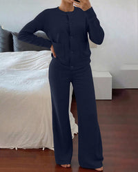 Knit Sweater & Wide-Leg Pants Set