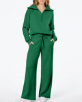 Half-Zip Pullover & Wide-Leg Pants Set