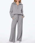 Half-Zip Pullover & Wide-Leg Pants Set