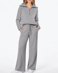 Half-Zip Pullover & Wide-Leg Pants Set