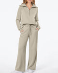 Half-Zip Pullover & Wide-Leg Pants Set