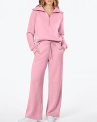 Half-Zip Pullover & Wide-Leg Pants Set