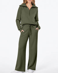 Half-Zip Pullover & Wide-Leg Pants Set