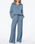 Half-Zip Pullover & Wide-Leg Pants Set