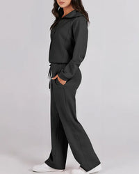 Half-Zip Pullover & Wide-Leg Pants Set