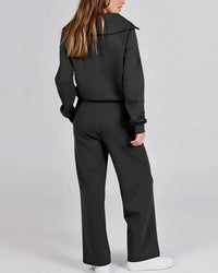 Half-Zip Pullover & Wide-Leg Pants Set
