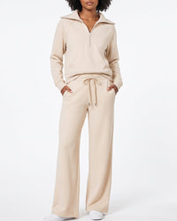 Half-Zip Pullover & Wide-Leg Pants Set