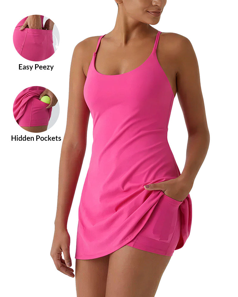 Pocketed Active Dress with Built-In Shorts