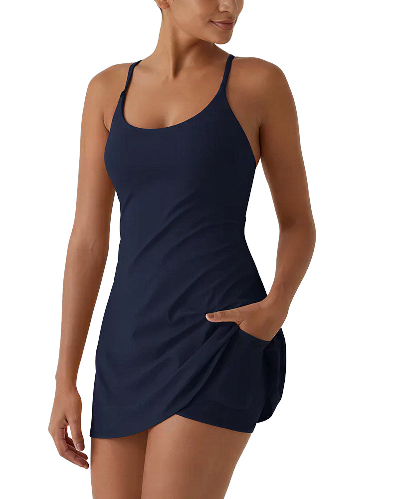 Pocketed Active Dress with Built-In Shorts