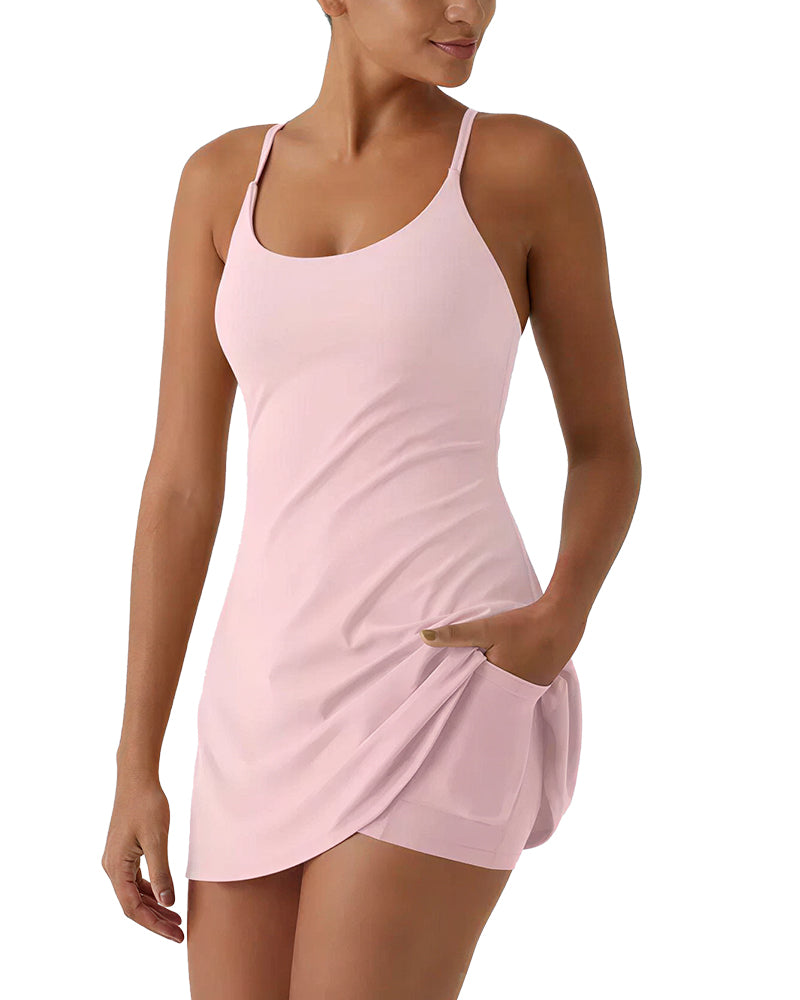 Pocketed Active Dress with Built-In Shorts