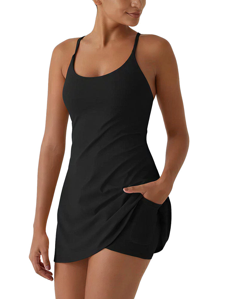 Pocketed Active Dress with Built-In Shorts