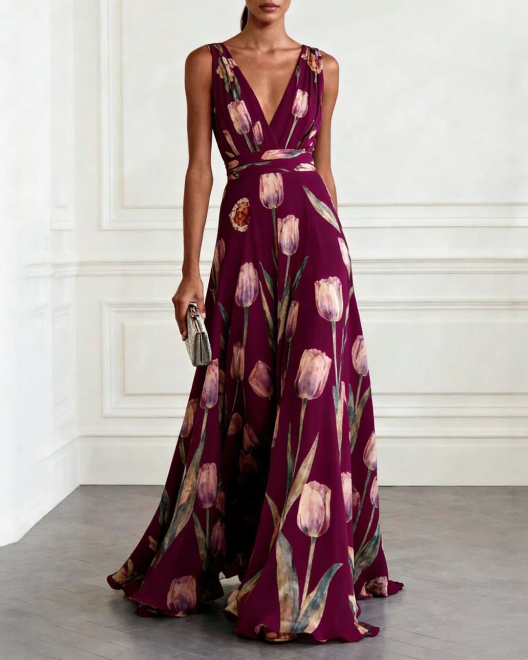 Romantic Tulip Maxi Dress