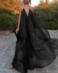 Elegant V-Neck Chiffon Flowy Maxi Dress